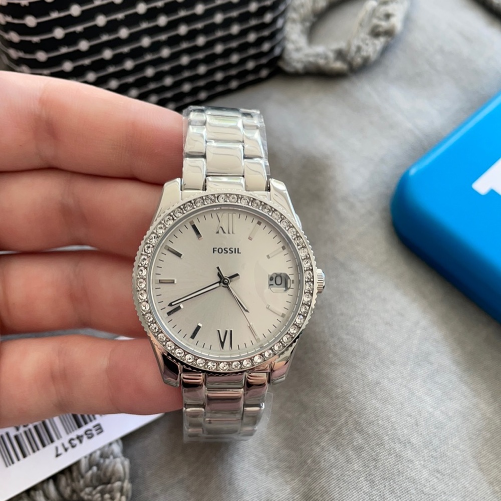 Silver Fossil Watch